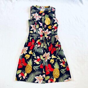 Brooks Brothers dress Women's 4 tropical floral black colorful sleeveless
